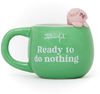 Mr. Wonderful - Taza 3D Lazy Cerdito – Ready to Do Nothing – Taza de Cerámica en Dolomita 350 ml – Taza Original con Personaje
