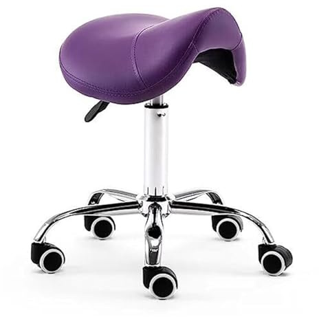 Tabouret de Selle roulante hydraulique, siège pivotant Moderne sur roulettes, Chaise d'équilibre de beauté Confortable for Un Dos sain(Purple)