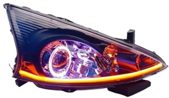 IEJPEQWW Faro for coche compatible con Mitsubishi GRANDIS Angel Eye DRL, luz de circulación diurna, intermitente con lente de proyector