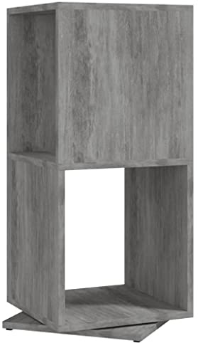 Qnhdfrt Drehregal Betongrau 34,5x34,5x75,5 cm aus Holzwerkstoff Melamin 360° drehbares kleines Bücherregal Modernes Standregal platzsparend für Wohnzimmer Schlafzimmer Flur Büro