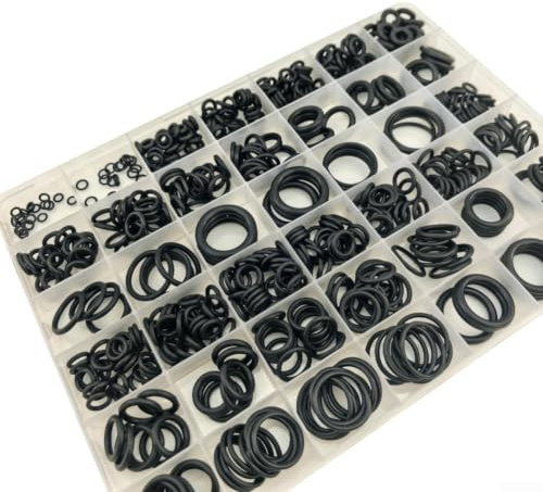 Kit surtido de 595 juntas tóricas de goma de nitrilo, anillos de sellado negros para sistemas hidráulicos de combustible de aceite y combustible, 40C a 120C, almacenamiento organizado