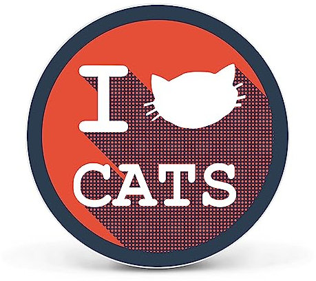 banjado Magnettafel Ø 47cm Weiß - Magnetwand aus Metall - Magnetpinnwand als Memoboard - Pinnwand Magnettafel Küche, Büro, Kinderzimmer inkl. 4 Magnete & Montageset - I Love Cats