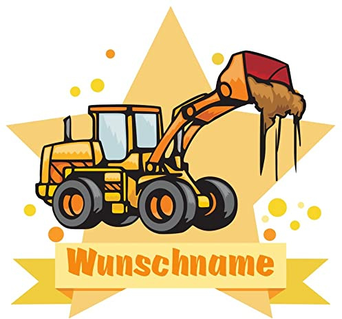 Samunshi® Radlader Wandtattoo Türschild mit Name personalisierbar Kinderzimmer Türaufkleber Baby Wandaufkleber - 50x43cm mehrfarbig