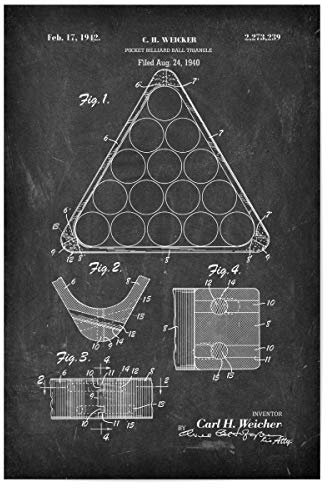 artboxONE Poster 30x20 cm Schwarzweiß Billard Dreieck (Tafel) - Bild poolbillard billardspiel Blaupause