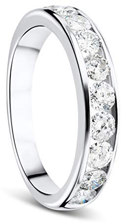 Orovi Anillo de mujer de oro blanco con diamantes, anillo de eternidad Eternity Ring de 9 quilates (375) de oro y diamantes brillantes de 1,0 ct, anillo de matrimonio, 60, Oro blanco, Diamante