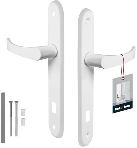 KOTARBAU poignée de porte 90mm gauche droite bit serrure blanc ensemble de porte montage de porte poignée de porte poignée de porte ensemble de poignée de chambre porte longue plaque alu