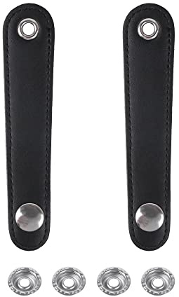 BQLZR Akkordeon-Blasebalgriemen aus PU-Leder, verstellbar, 10 cm, Lochabstand, mit Schnallen für Bass-Akkordeon, 2 Stück, Schwarz + Beige