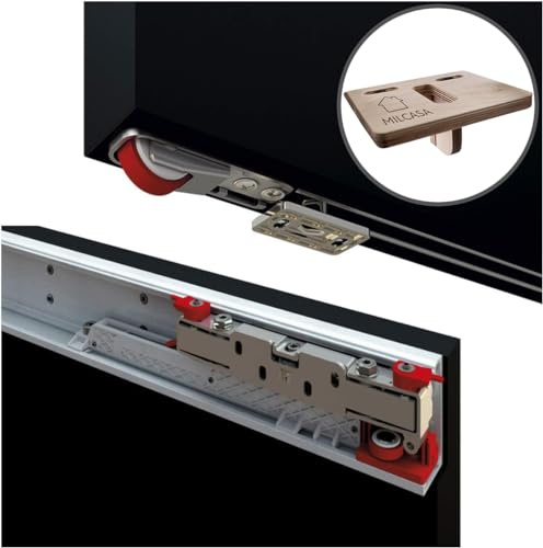 Milcasa Magic 2 (1100) - Floating Door System - Pro Grade Sliding Track Kit - Made in Italy - Patented Designs - Concealed Sliding Barn Door Style Track Hardware - Free Template Included.