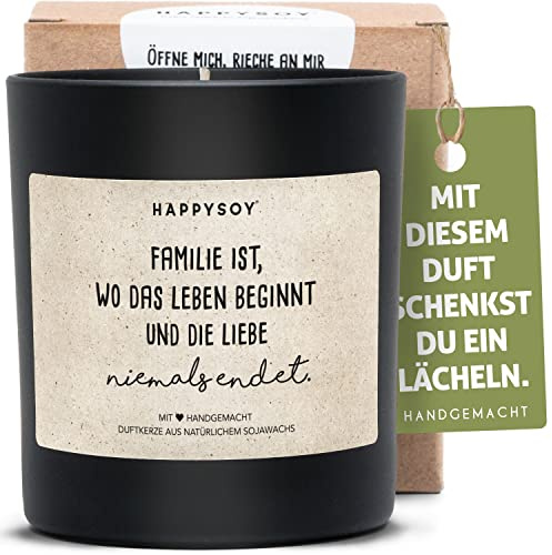 Geschenk Familie Definition Duftkerze im Glas mit Spruch aus Soja - natürlich handgefertigt und vegan - persönliche Geschenkidee für Eltern Elternsein Geburt Bedeutung