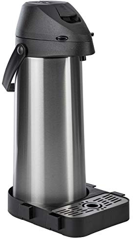 ONVAYA® Airpot Pumpkanne | Isolierkanne | Thermoskanne | Getränkespender | Edelstahl mattiert | Kaffeekanne | Doppelwandig (1,9 Liter + Tropfschale)