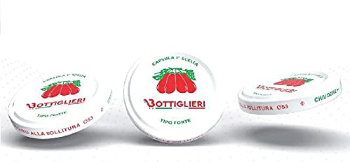 BOTTIGLIERI CASALINGHI Capsule per barattoli di vetro Decoro Pomodoro 100 pezzi 53 mm Triplo strato di mastice Made in Italy