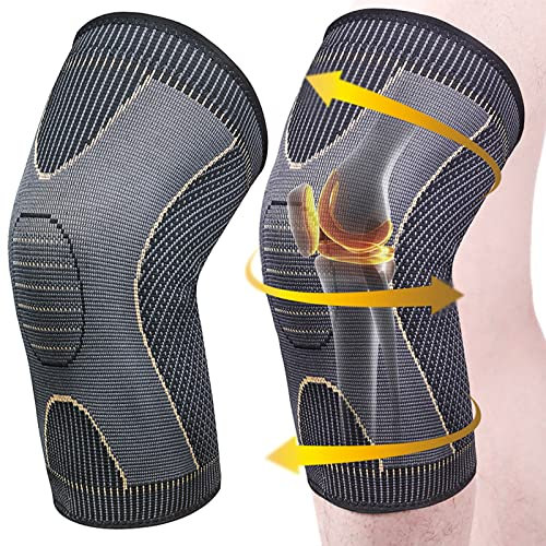 YNITJH 2 x Sport rutschfest Knieschützer Kniebandage Damen und Herren Elastische Knieschützer Knieorthese Kniebandagen Kniestützer,für Laufen Wandern Joggen Sport Volleyball,XXL