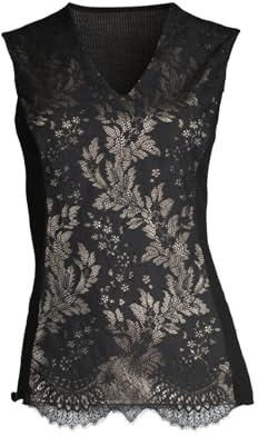 Oscalito - Top sans Manches en Laine et Soie Noir - Taille - 4