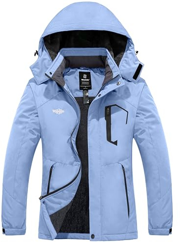 Wantdo Chaqueta de Esquí Montaña Resistente al Agua Chaqueta Cálida Aislada con Vellón Parkas con Capucha de Nieve Invierno Abrigo para Exteriores Snowboard para Mujer Orquídea Avellana L