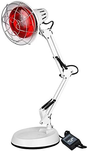 Cozion 150W adjustable red light heating lamp with controller | 10 Temperature Settings, 12 Timer Settings, 360° Swivel Head, E27 Standard Bulb Socket, Plug-and-Play