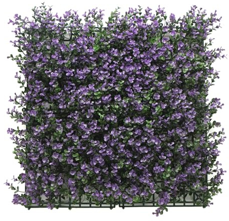 BONERVA Jardín Vertical Artificial 100x100 cm, 1m², Pack 4 Paneles 50x50 cm, Muro Vegetal con Protección UV Interior Exterior, Varios Diseños (Buxus Lavanda)