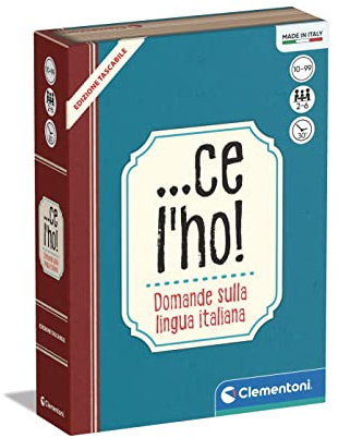 Clementoni - Ce l'ho, Gioco da Tavolo Tascabile, 100 Carte con Domande sulla Lingua Italiana, Bambini 10+ Anni e Adulti, Formato da Viaggio, 2-6 Giocatori, Made in Italy, Lingua Italiana, 16773