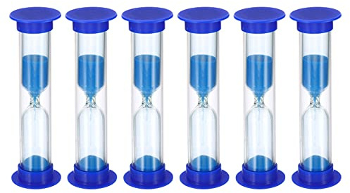 PATIKIL 6Stk 2 Minute Sanduhr Klein Sanduhr mit Plastik Cover Blau | Abwärtszählende Sanduhr, für Spiele Küche Party Geschenke DIY Dekoration