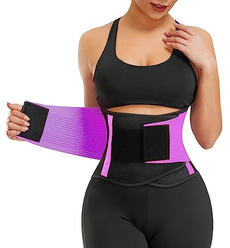 VITOMOR Allenatore per la vita delle donne per la perdita di peso in neoprene cintura snellente scolpire il sudore cintura controllo pancia per allenamento fitness unisex, Viola, L