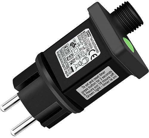Joycome 31V 6W EU Stecker 8 Modi Netzteil Lichterkette mit Timer, Speicherfunktion, IP44 Wasserdicht Stecker Lichterkette Ersatz, Lichterketten Adapter Trafo für Innen Außen Weihnachtsbeleuchtung
