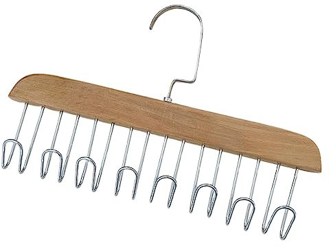 Pacienjo Gürtelhalter Kleiderschrank, hölzerner gürtelhalter 8 Gürtel, 360° drehbarer Haken, krawattenhalter und gürtelhalter für kleiderschrank,Gürtel, Krawatten, Schals, Zubehör