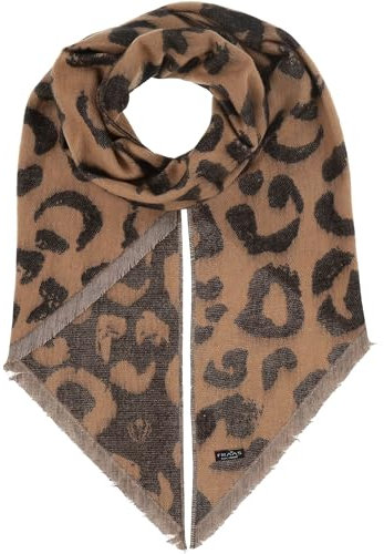 FRAAS Damen-Schal aus Cashmink mit Leo-Muster - 46 x 200 cm - Feiner als Cashmere - Perfekt für Herbst und Winter - Sustainability Edition - Made in Germany Camel