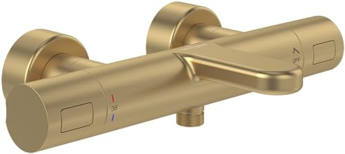 Villeroy & Boch Robinet de baignoire universel avec protection anti-brûlure et verrouillage de sécurité à 38° - Mitigeur de baignoire en saillie - Rond - Or brossé