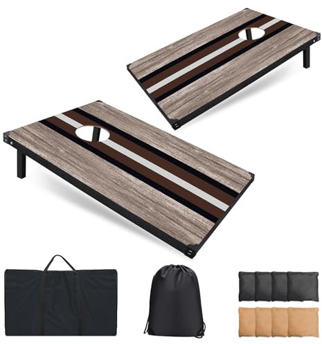 Cornhole Board Set 3x2 Regulation Size Cornhole Set with Carrying Bags & 8 Bean Bags Corn Hole Boards Bean Toss Game for Adults Family Outdoor Lawn Outside Backyard Games (CH46)
