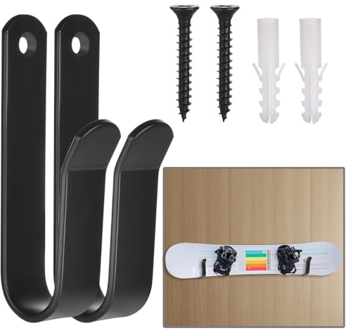 GGXZHT Snowboard Wandhalterung Horizontal, Skateboard Wandhalterung, Schwarz Snowboard Halterung für Skateboard Longboard, Storage Snowboard Display Wall Mount for Room, Garage