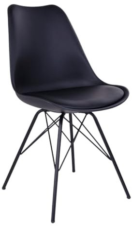 möbelando Schalenstuhl >Oslo< (2er-Set) in Schwarz, Glattlederoptik - 48x86x55cm (BxHxT)