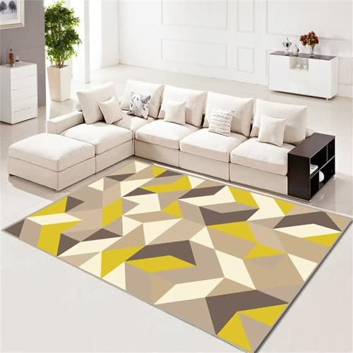RUGMRZ Vorzimmer Vorzimmer Möbel Leichter Luxus-Wohnzimmer-Kunstdesigner-Teppich gelb mit lichtechtem und verschleißfestem Webteppich 160X230CM