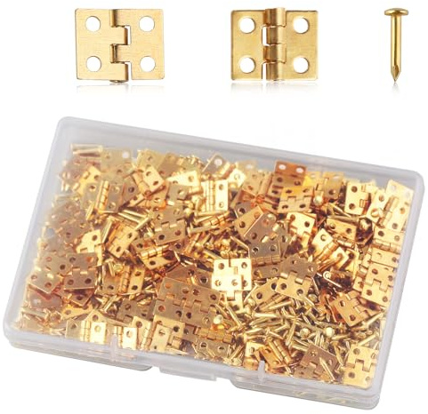 GOLD DEER 100PCS Mini charnières en cuivre pur pour boîtes à bijoux en bois Petites charnières pour boîtes à bijoux artisanales Charnières pour boîtes à bijoux décoratives Pièces en or