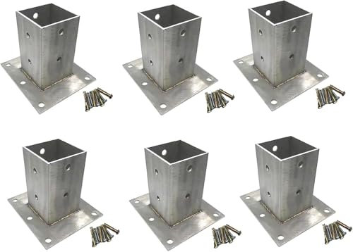 Supports de pergola carrés galvanisés, support de Poteau 7x7 8x8 Pouces avec Accessoires d'installation, Hauteur 5, support Universel de clôture de Jardin extérieur, support de Poteau, paqu