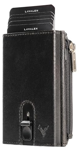 Lavalen Geldbörse Herren Leder RFID Slim Wallet Pop Up Kartenetui | Geldbörse Herren aus Leder mit RFID Schutz, Pop-Up Kartenhalter und Münzfach im kompakten Slim Wallet Design.