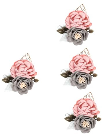 SAFIGLE 4 Stück Haarspange Mit Blumenbrosche Ansteckblume Für Männer Abschlussball Ansteckblume Abschlussball Corsage Haarspangen Für Damen Blumenhaarspangen Für Frauen Legierung