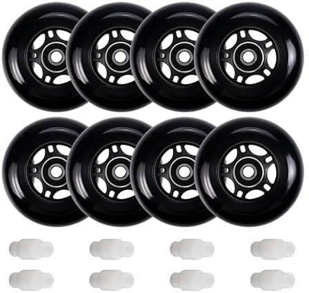 FLYDAZZLE Inline Skate Wheels: 64mm 70mm 72mm 76mm 80mm Roller Hockey Blade Replacement Wheels with ABEC 9 Bearing for Indoor Outdoor (8 Pack) (80 mm)