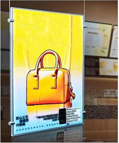 VUIKLCty Caja de luz LED for Exteriores, Tablero de menú de Pintura Intercambiable Delgado de Doble Cara, Tablero publicitario de suspensión a Prueba de Agua for Bar de Negocios Hotel(50x70cm)