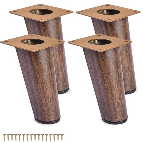 Btowin VCF 4.8 Inch / 12cm Metal Furniture Legs, 4Pcs Walnut Modern Oblique Tapered Furniture Feet,Heavy Duty Sofa Legs Cabinet Legs Brushed Nickel Finish for TV Stand Cabinet Couch Dresser Table