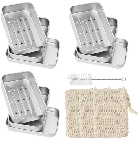 3 Pièces Boîte à Savon en Aluminium, Porte Savons Avec Égouttoir Amovible, Pour la Maison ou Les Voyages