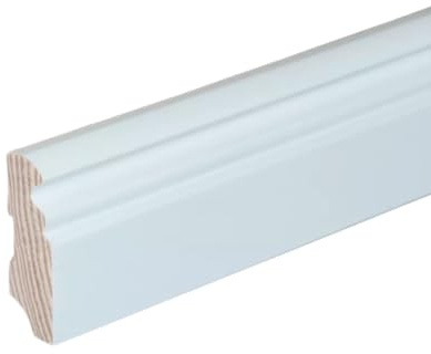 HORI Sockelleiste - Weiß folierte Fußbodenleiste aus MDF oder Massivholz I verschiedene Maße und Profile I Modernes Design für Laminat, Parkett, Vinyl und mehr Massiv Hamburger - 96.00