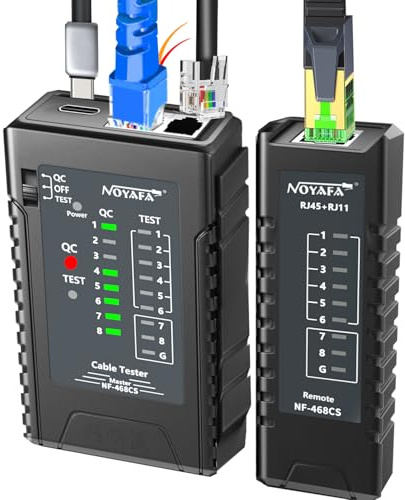 NF-468CS Netzwerkkabeltester RJ45/RJ11/CAT5/CAT6/CAT5E/CAT6A/CAT7/POE-Test | UTP/STP, LAN-Kabeltester, Netzwerk-Ethernet-Kabel-Mapper, Durchgangsprüfer, Telefonleitung CAT3, LAN-Kabeltest-Netzwerk-Tools