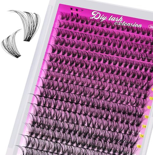 WLFRHD Ciglia a Grappolo Wispy 320PCS Ciglia a Grappolo D Curl Estensioni per Ciglia Ciglia Singole Ciglia Morbide a Grappolo con Fascia Sottile Ciglia Finte a Casa (30D,D-Mix9-16mm)