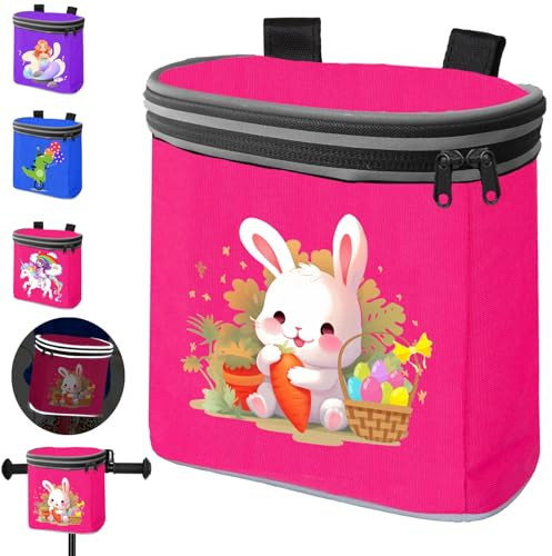 LUKIUP Kinder Lenkertasche, Fahrradtasche Kinderfahrrad mit Innentasche, Abnehmbarer Deckel, Fahrrad-Tasche für den Lenker mit Reflektoren, Sicherer Halt Dank Klettverschluss (Kaninchen)