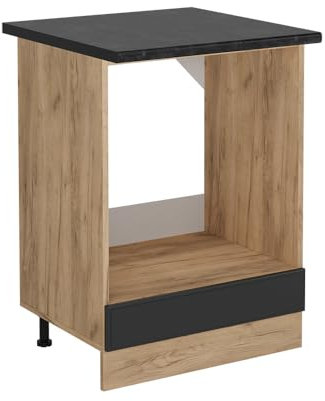 Vicco Herdumbauschrank R-Line, Herdschrank, Anthrazit Landhaus, 60 cm, AP Anthrazit