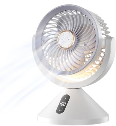Ventilador De Circulación De Aire - Ventilador Eléctrico Recargable Por USB Con 100 Velocidades Y Luz Nocturna LED - Máquina De Enfriamiento Portátil Con Función De Frescura Para Mesita De Noche Aula