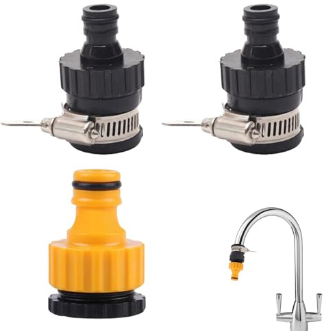 3PCS Kitchen Tap Hose Connector, Tap Hose Connector for Hose Pipe, Universal Fit for Most Standard Taps and Hoses, Ideal for Gardening, Cleaning, and Outdoor Use