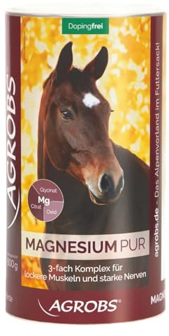 Agrobs Magnesium Pur | 800 g | Ergänzungsfutter für Pferde und Ponys | 3 Verschiedene Magnesiumquellen in einem Produkt | Getreide- und melassefrei, ohne den Einsatz von Luzerne
