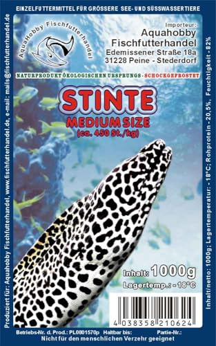 Gefrorene Stinte 1kg – Frostfutter für Raubfische, Reptilien, Katzen & Schildkröten – Fischfrostfutter lose geschüttet – Einzeln entnehmbar – Barf geeignet – Angelköder