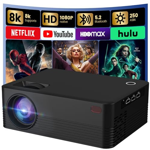 Mini Portable Projector,Smart Projector Supporting Automatic Keystone Correction and 4K 1080P Ultra HD,Dual-Band WiFi6 5G and Bluetooth 5.0