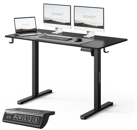 SENSE7 Nojo Light Scrivania Elettrica Nera 120x60cm, Regolabile in Altezza 72-118cm – Scrivania Moderna per Gaming e Ufficio con Memoria e Motore Silenzioso
